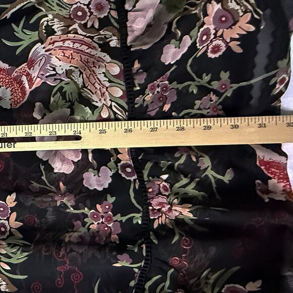 Fire Los Angeles Sheer Black Floral Bird Boho Long Sleeve Mini Dress Size 11 - Picture 8 of 8